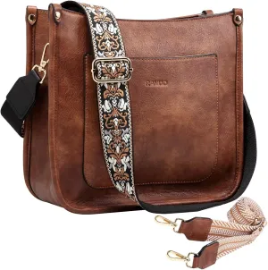 RAVUO Crossbody Bags for Women, Vegan Leather Shoulder Purse Fashion Hobo Handbags with 2 Adjustable Straps