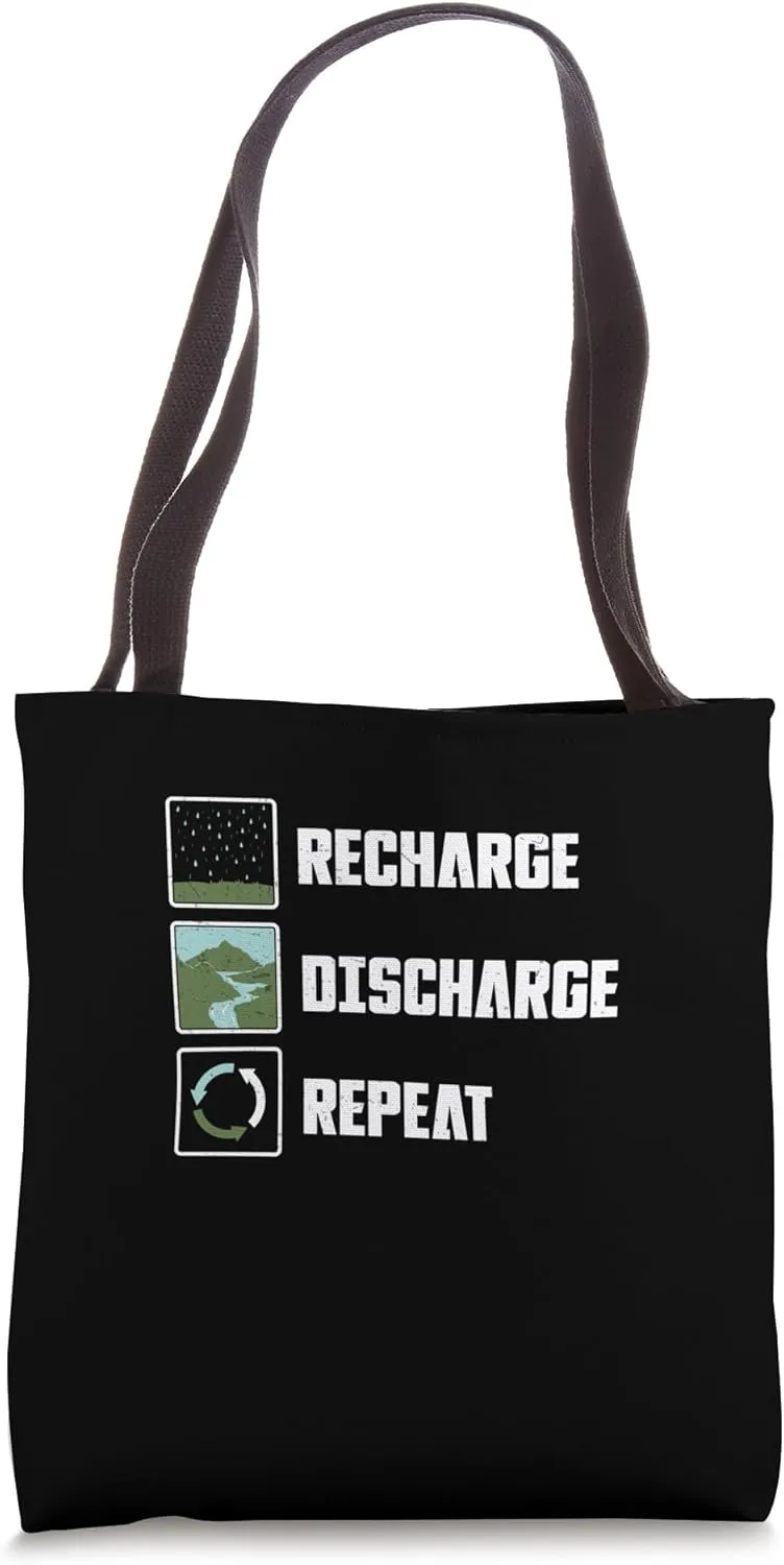 Recharge Discharge Repeat Funny Hydrogeology Engineering Tote Bag