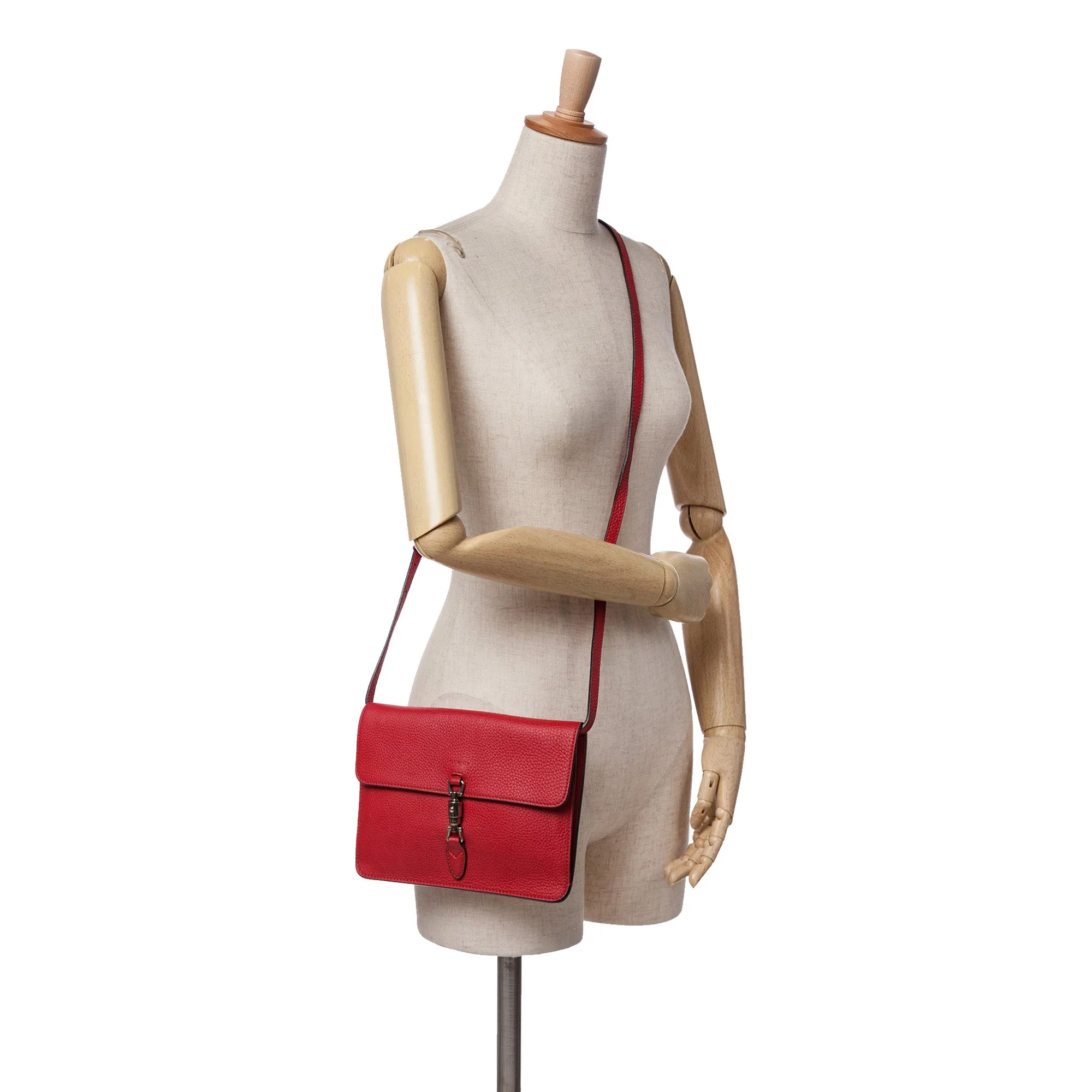 Red Gucci Leather Soft Jackie Convertible Crossbody