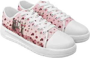 Red Rose Girls Canvas Sneakers Casual Work Animal Print Slip On Tennis Shoes Arch Support Footwear with White Sole