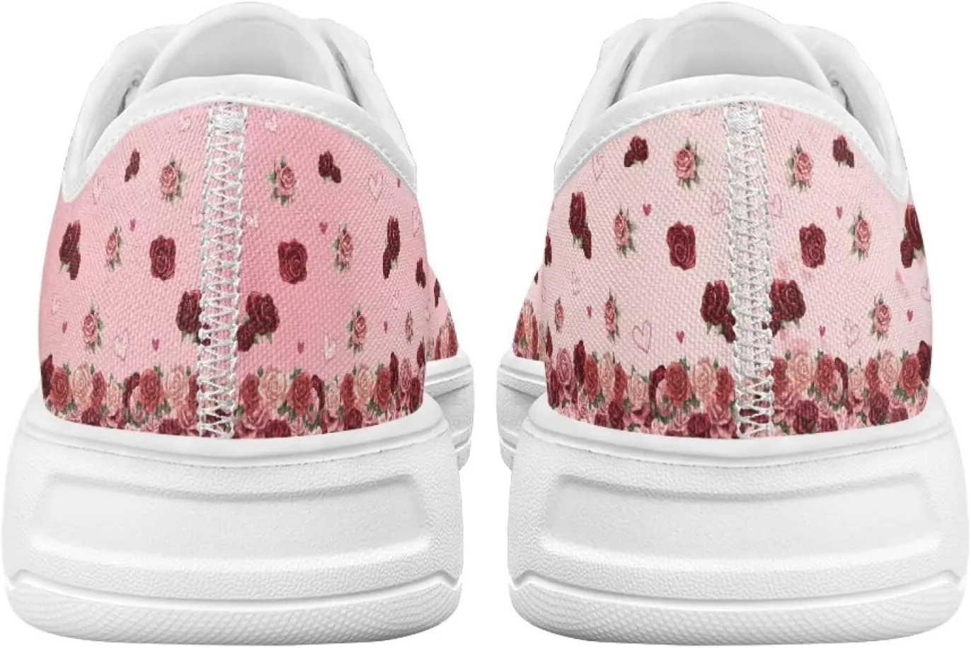 Red Rose Girls Canvas Sneakers Casual Work Animal Print Slip On Tennis Shoes Arch Support Footwear with White Sole