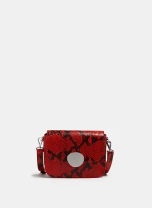 Red Snake Embossed Leather Mini-Bag