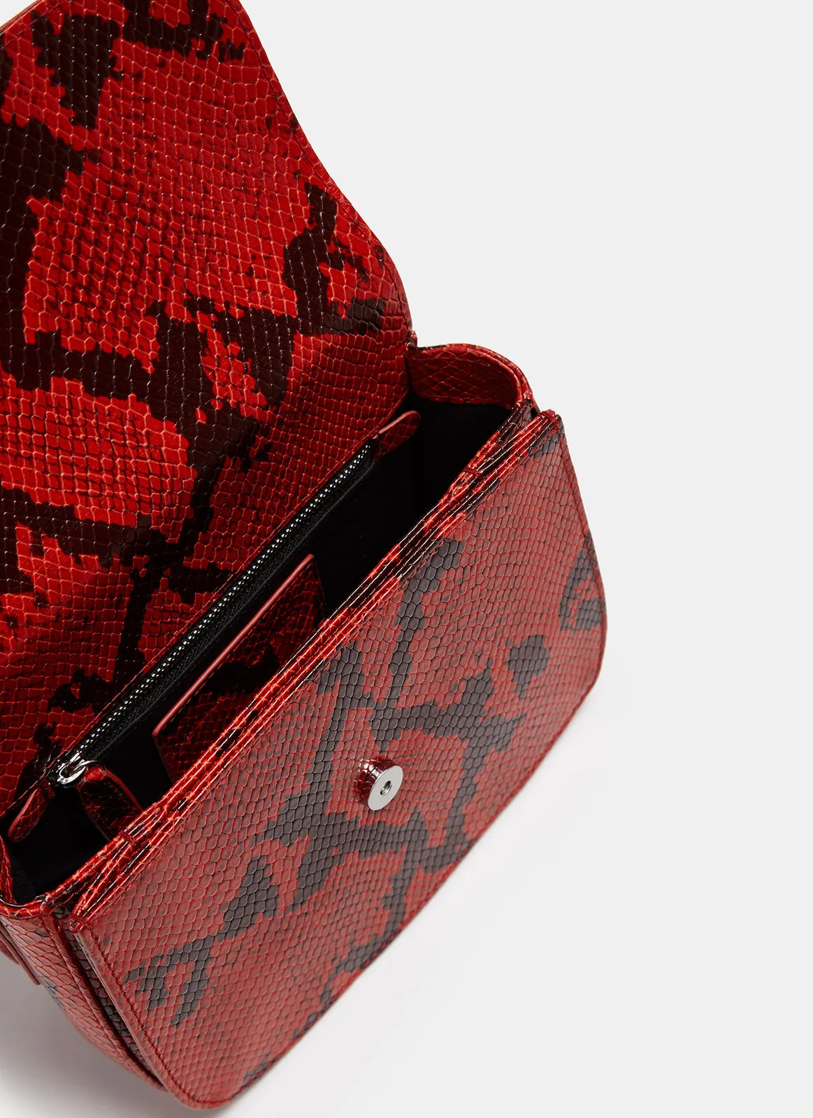 Red Snake Embossed Leather Mini-Bag