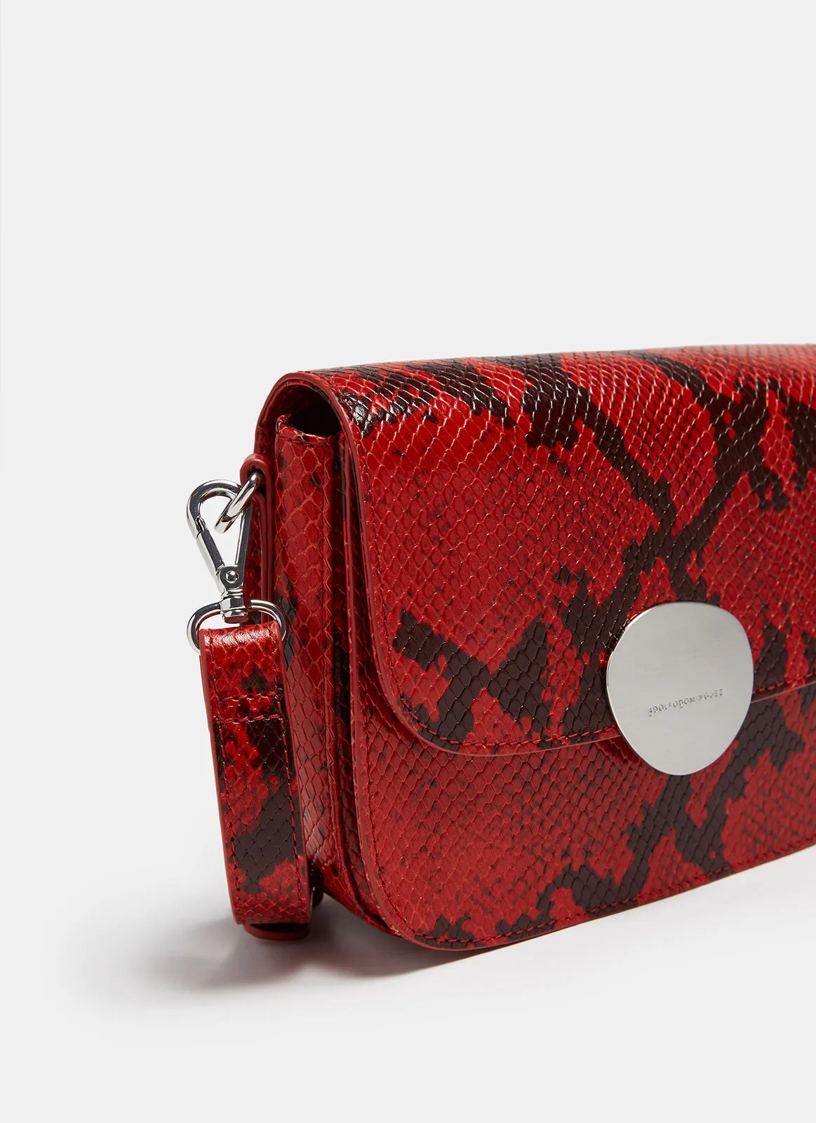 Red Snake Embossed Leather Mini-Bag