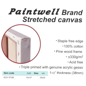 [RENO] SCS-1010B 'PAINTWELL' STUDENT CANVAS 10X10B