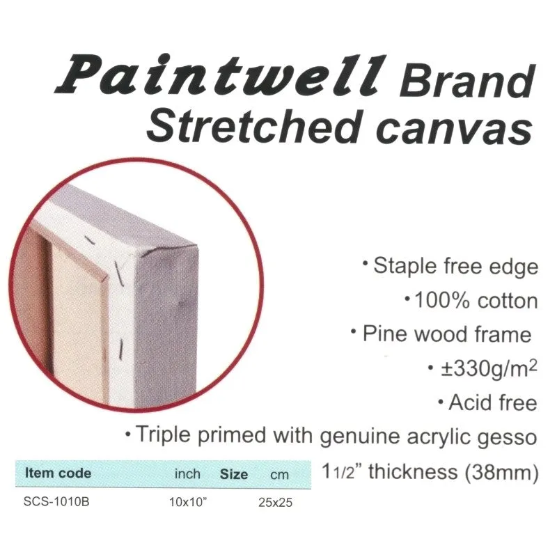 [RENO] SCS-1010B 'PAINTWELL' STUDENT CANVAS 10X10B