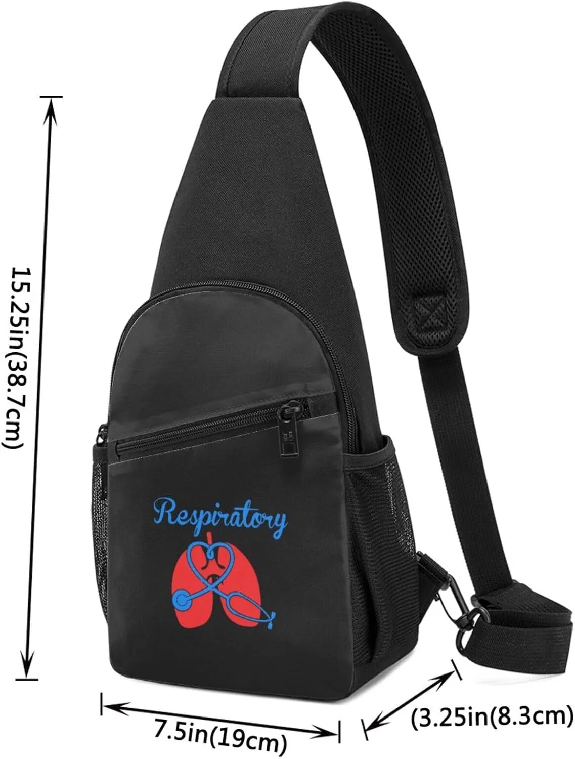 Respiratory Therapist Stethoscope Unisex Chest Bag Lightweight Crossbody Shoulder Bag Travel Pocket