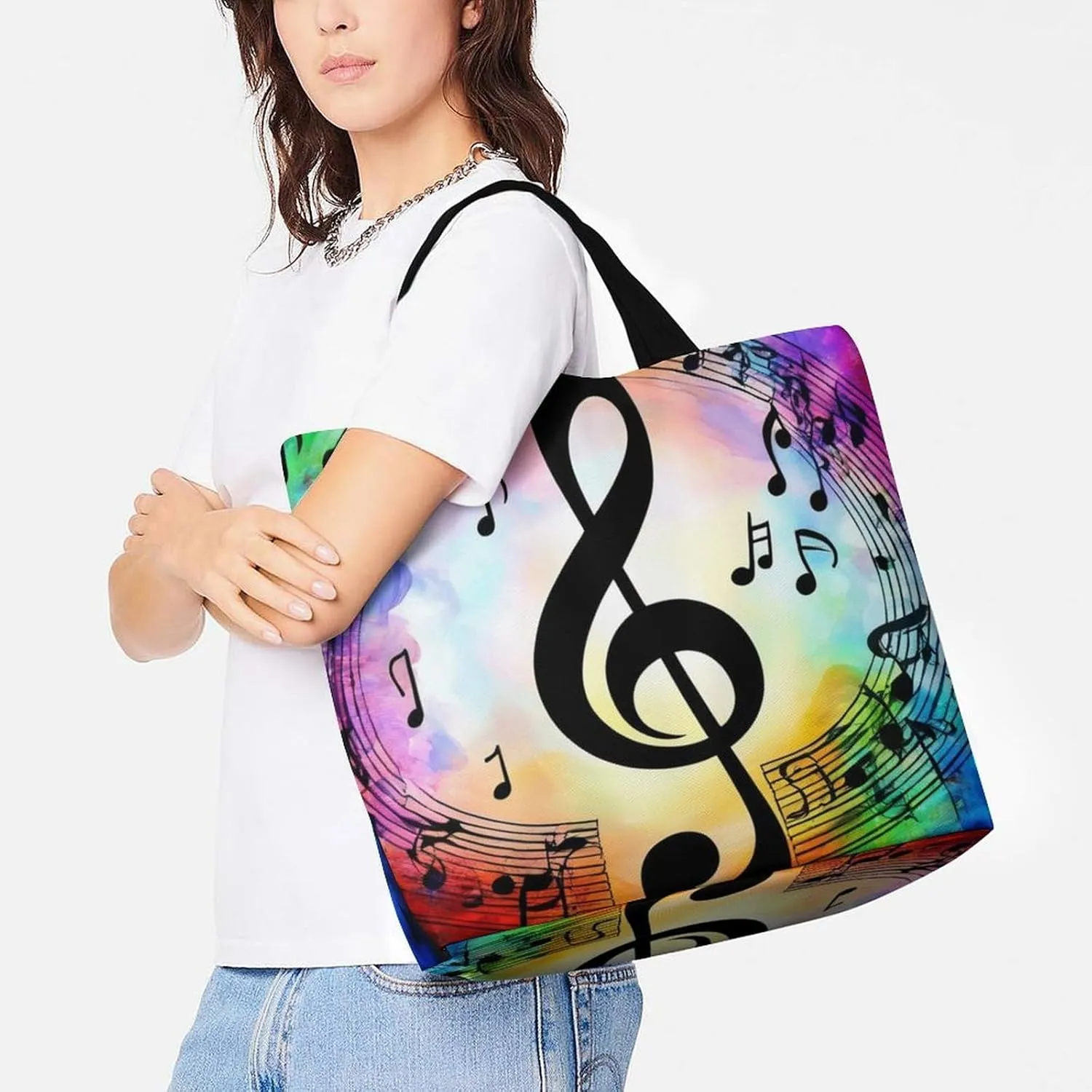Reusable Grocery Bag for Women, Portable Large Shopping Storage Bag Casual Shoulder Handbags