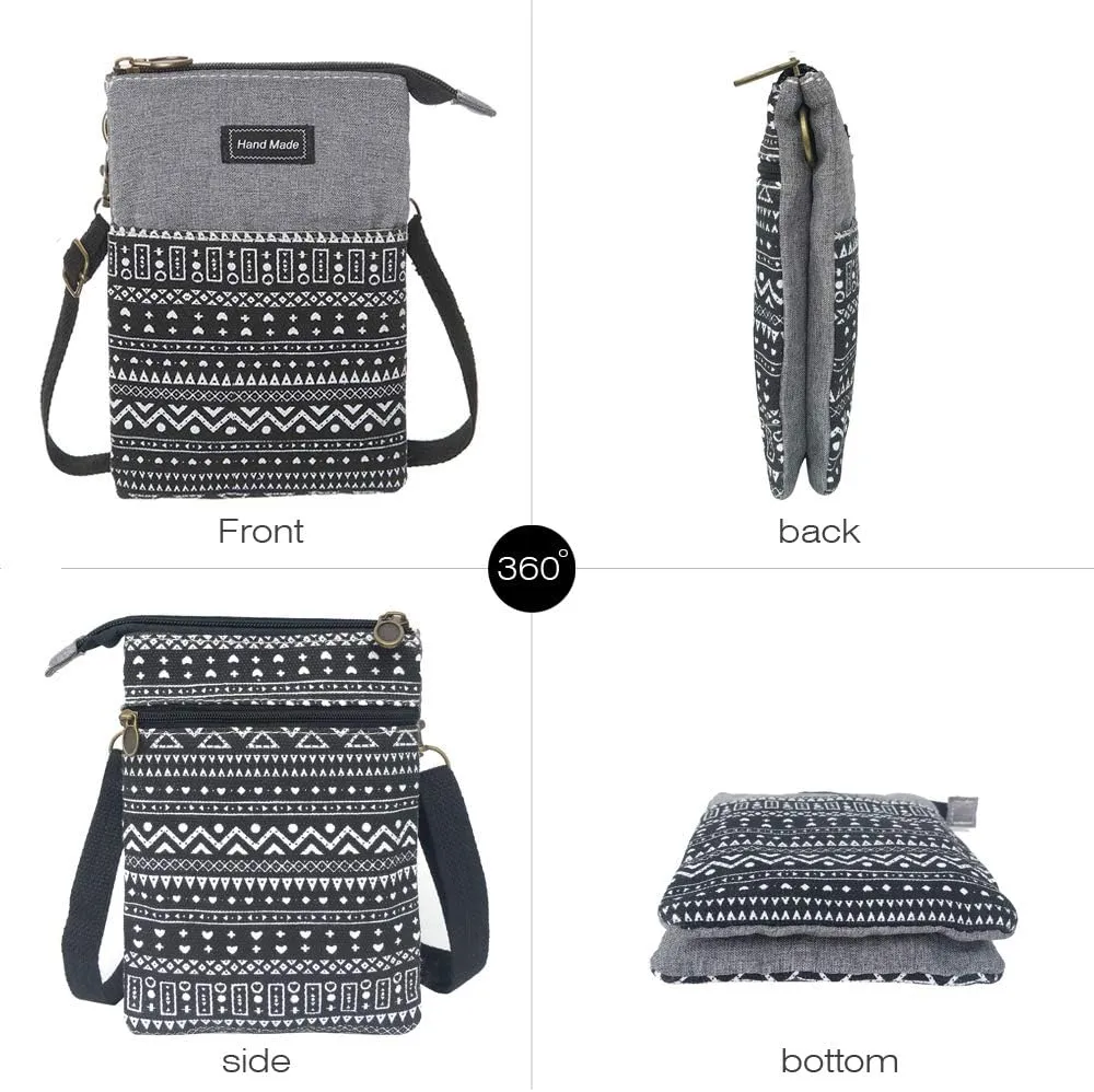 Roomy Cell Phone Purse Wallet Canvas Small Crossbody Purse Bags with Shoulder Strap For Women teen girlsl