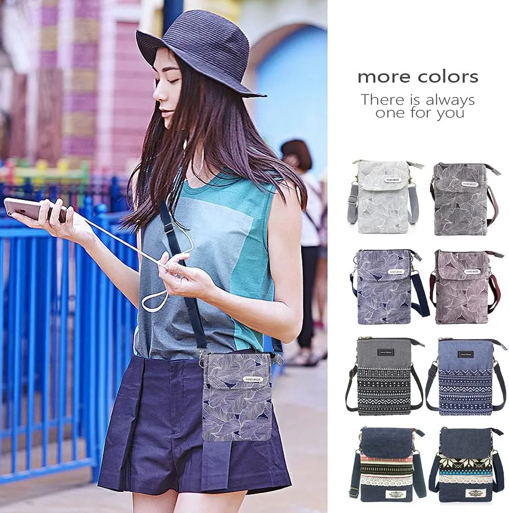Roomy Cell Phone Purse Wallet Canvas Small Crossbody Purse Bags with Shoulder Strap For Women teen girlsl