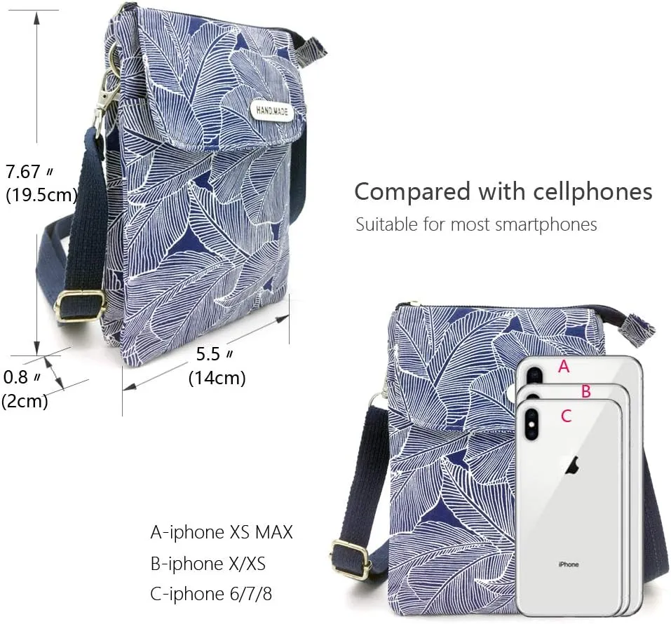 Roomy Cell Phone Purse Wallet Canvas Small Crossbody Purse Bags with Shoulder Strap For Women teen girlsl