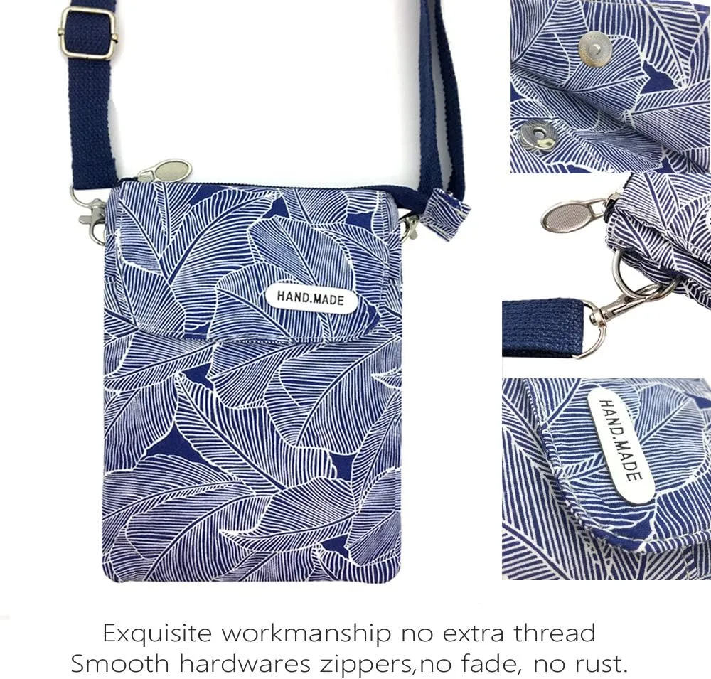 Roomy Cell Phone Purse Wallet Canvas Small Crossbody Purse Bags with Shoulder Strap For Women teen girlsl