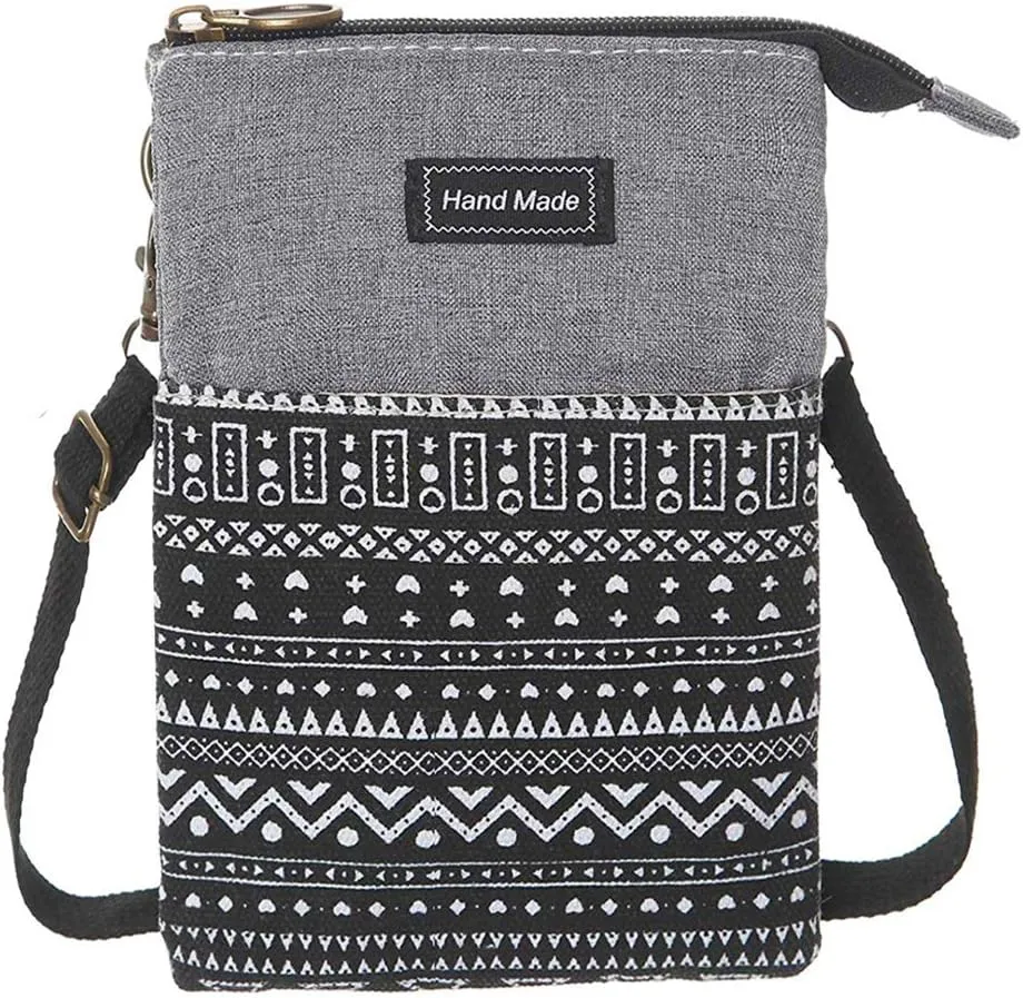 Roomy Cell Phone Purse Wallet Canvas Small Crossbody Purse Bags with Shoulder Strap For Women teen girlsl