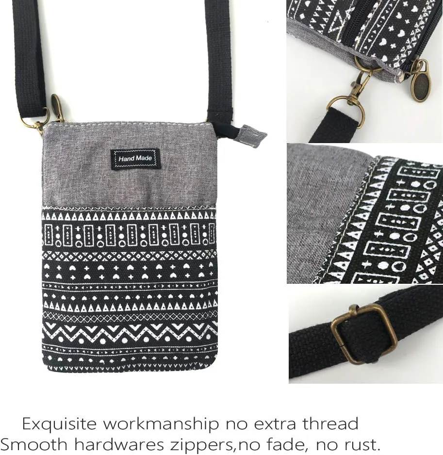 Roomy Cell Phone Purse Wallet Canvas Small Crossbody Purse Bags with Shoulder Strap For Women teen girlsl
