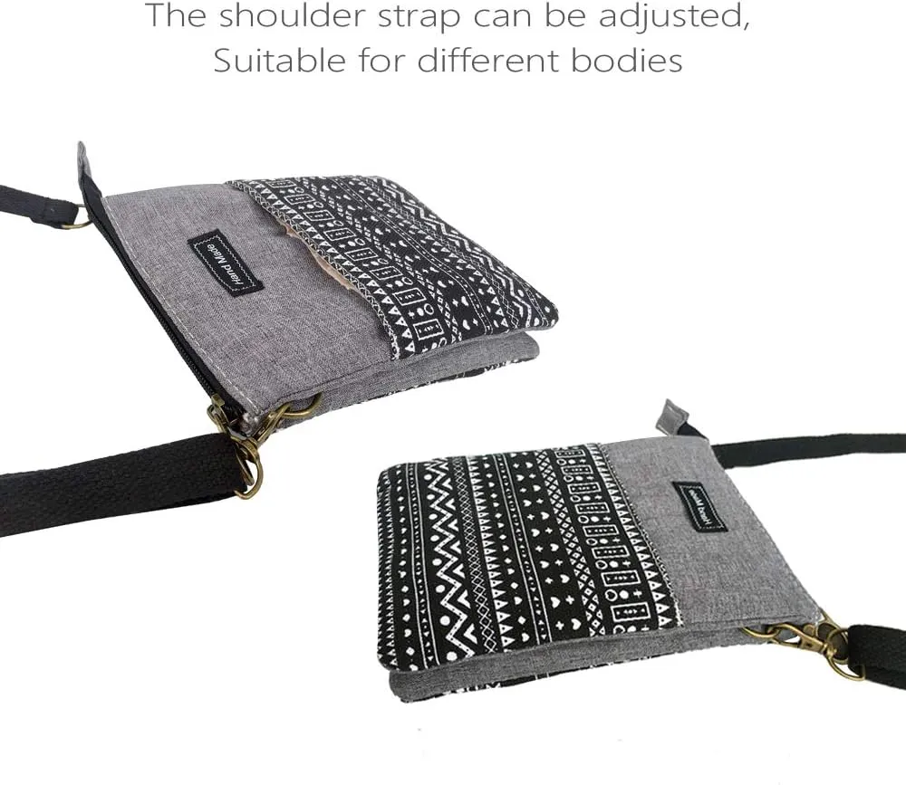 Roomy Cell Phone Purse Wallet Canvas Small Crossbody Purse Bags with Shoulder Strap For Women teen girlsl