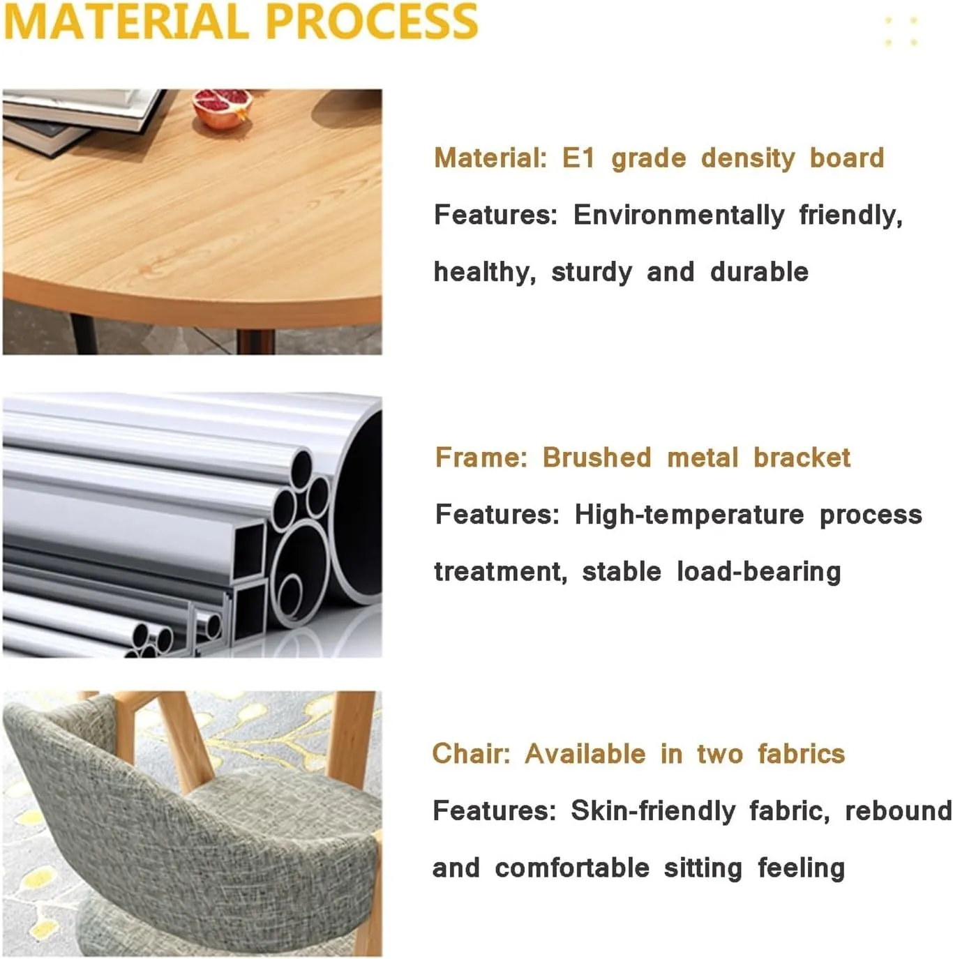 Round Dining Table Set for Small Spaces 80cm Office Reception Conference Table with Chairs for Apartment Study Balcony Lounge Beauty Salon Coffee Shop Training Seminar an,Beige 80 * 80cm