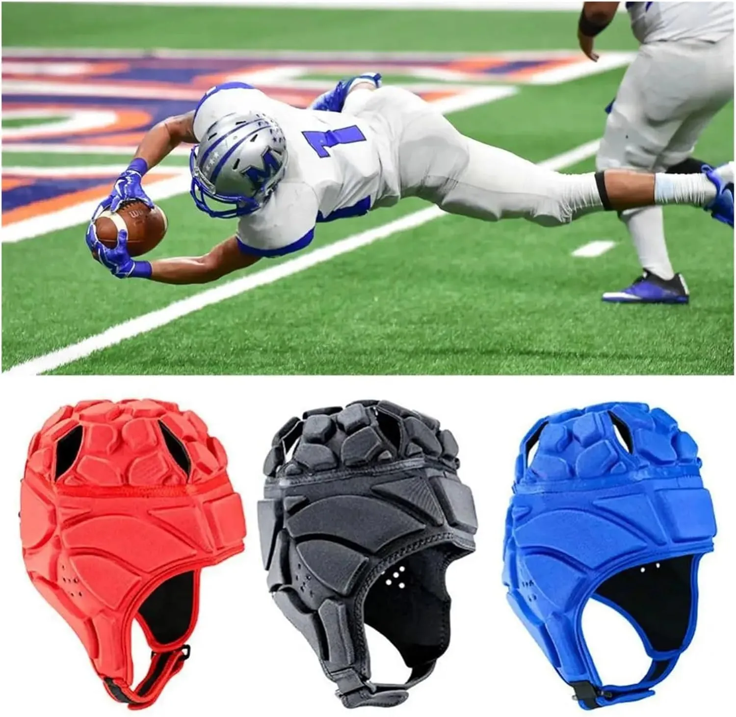 Rugby Helmet Adult Rugby Soccer Goalkeeper Breathable Soft Helmet Thick Anti-Impact Goalie Head Protector Cap for Youth Kids Adults(Black,S)