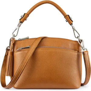 S-ZONE Small Genuine Leather Top Handle Handbags for Women Shoulder Bag Crossbody Purse