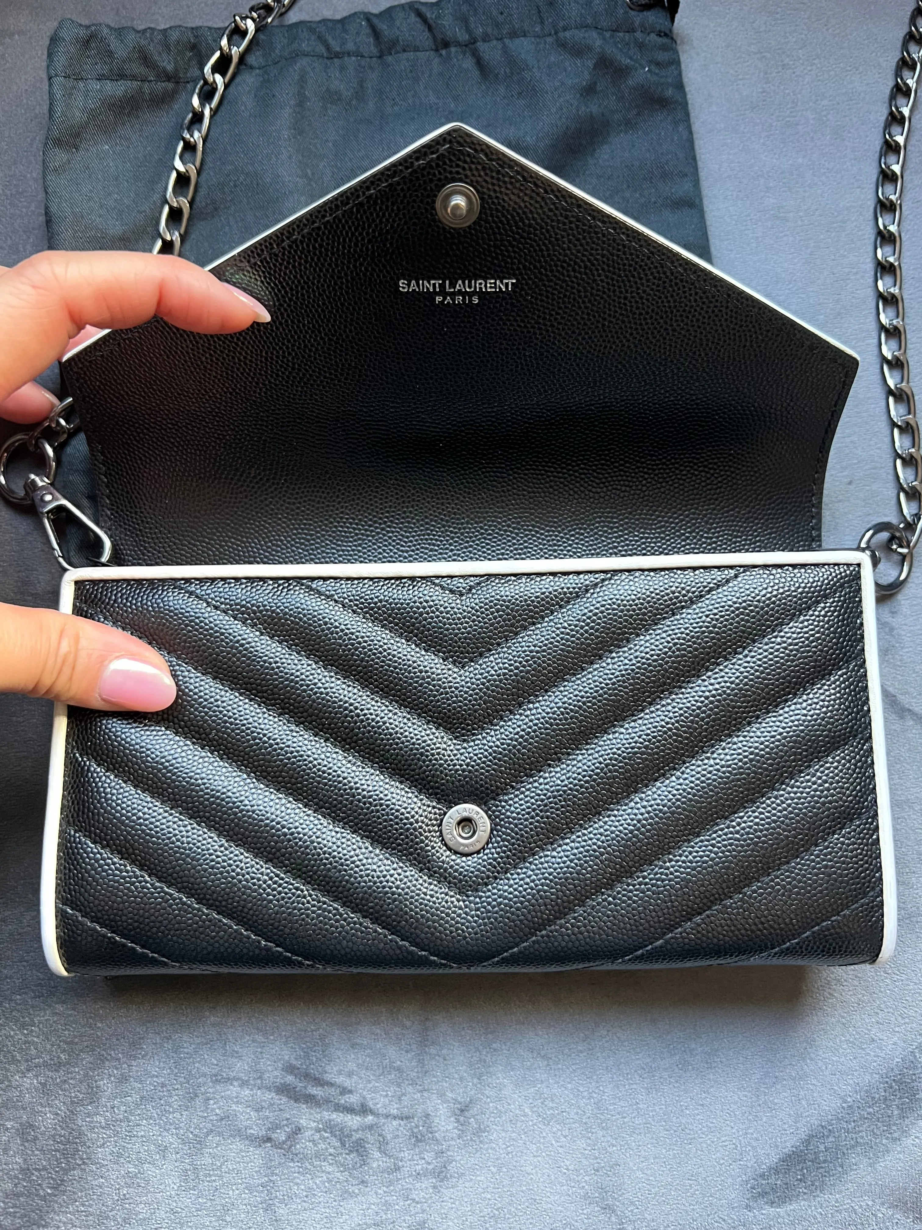 Saint Laurent Cassandre colorblock wallet on chain