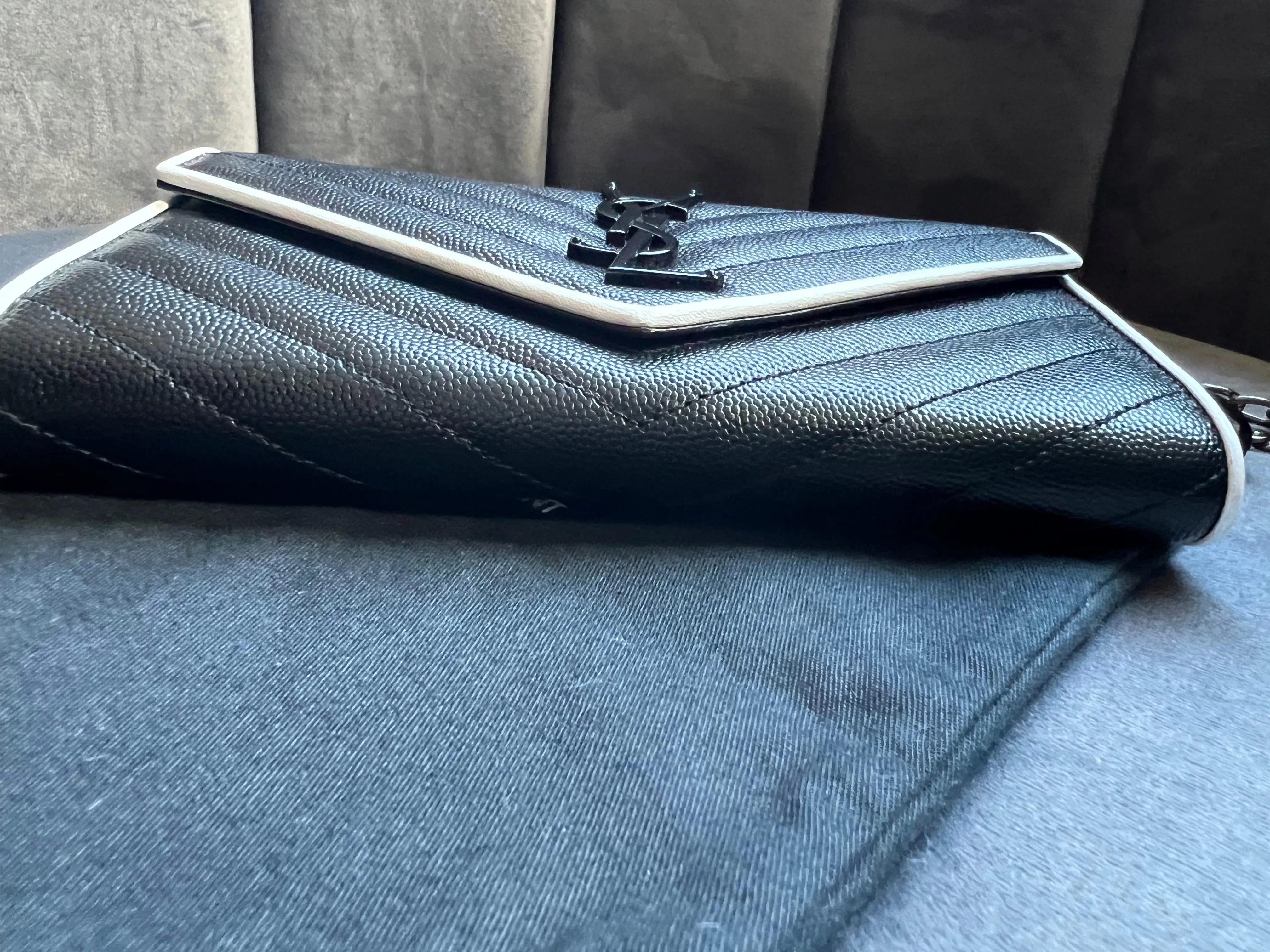 Saint Laurent Cassandre colorblock wallet on chain