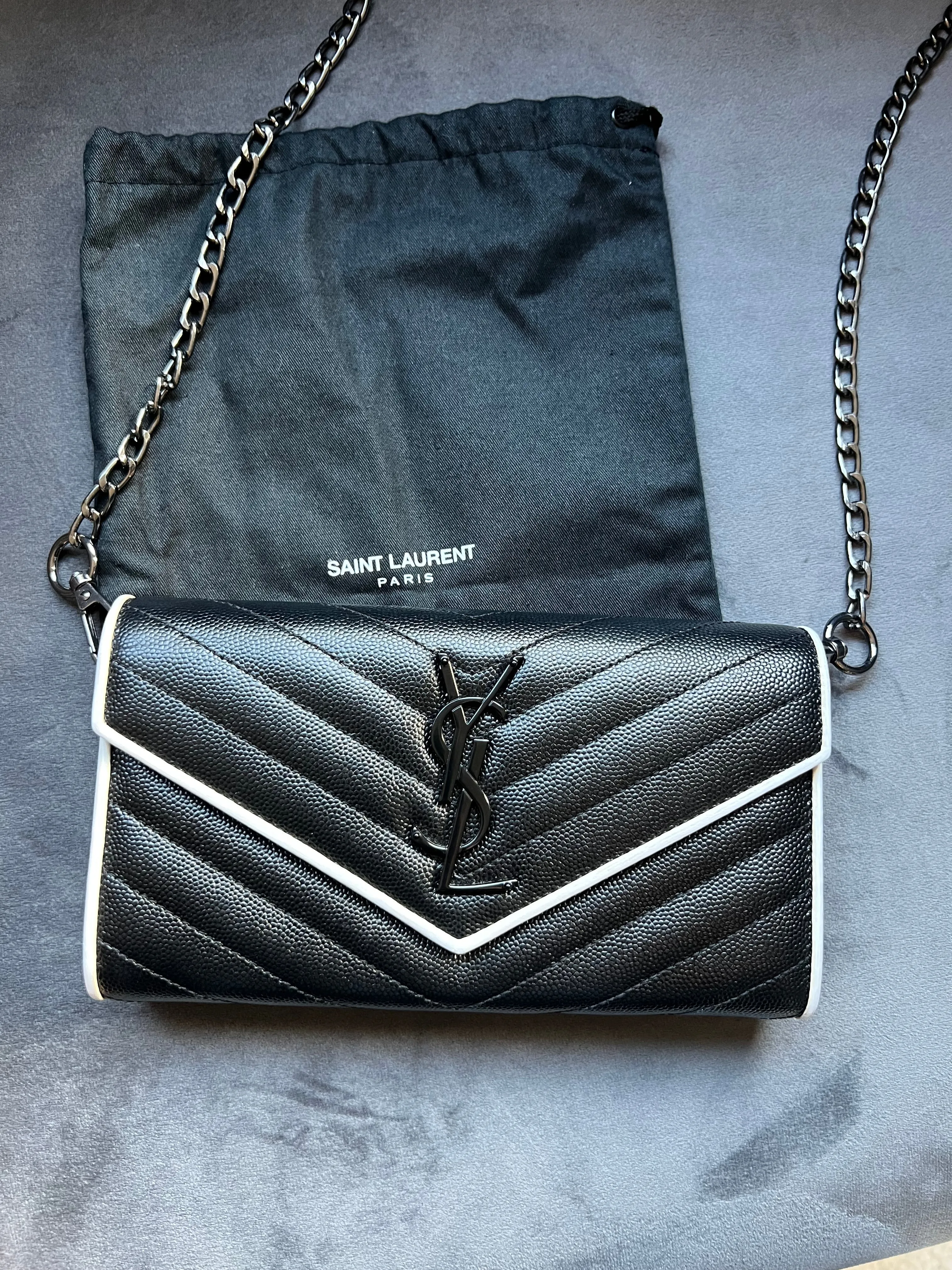 Saint Laurent Cassandre colorblock wallet on chain