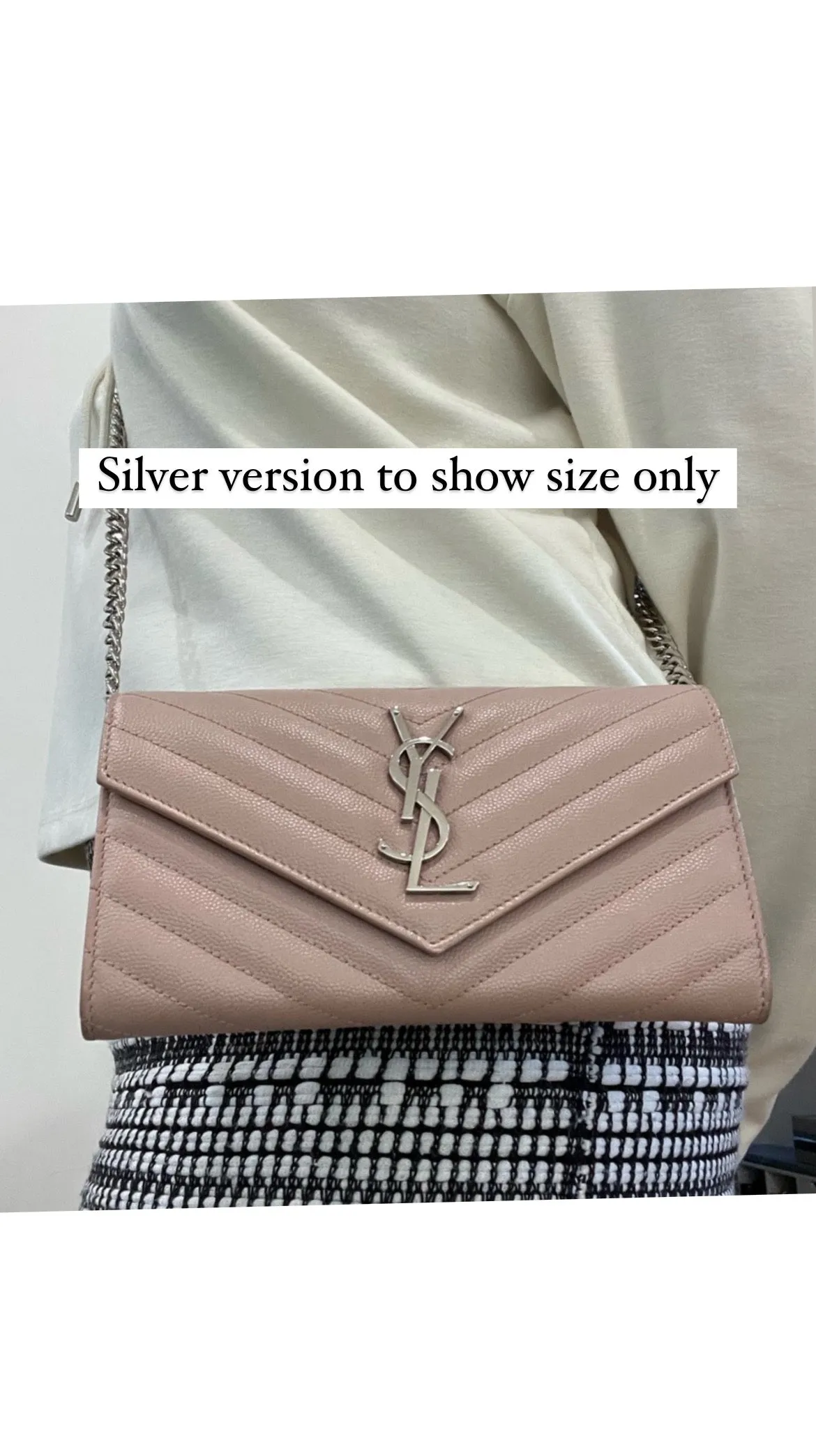 Saint Laurent Cassandre envelope flap brown wallet on chain