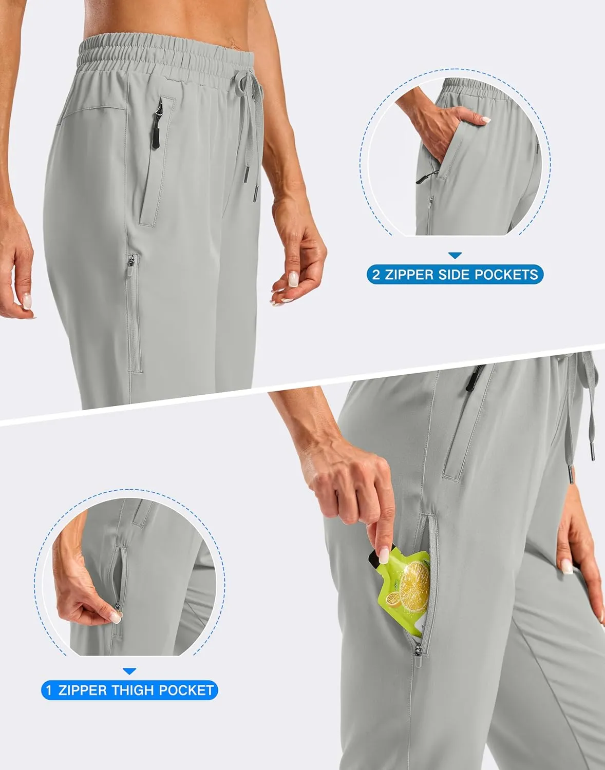 SANTINY Women's 15" Long Shorts with Pockets Below The Knee Length Hiking Cargo Capris Lightweight Quick Dry Bermuda Shorts