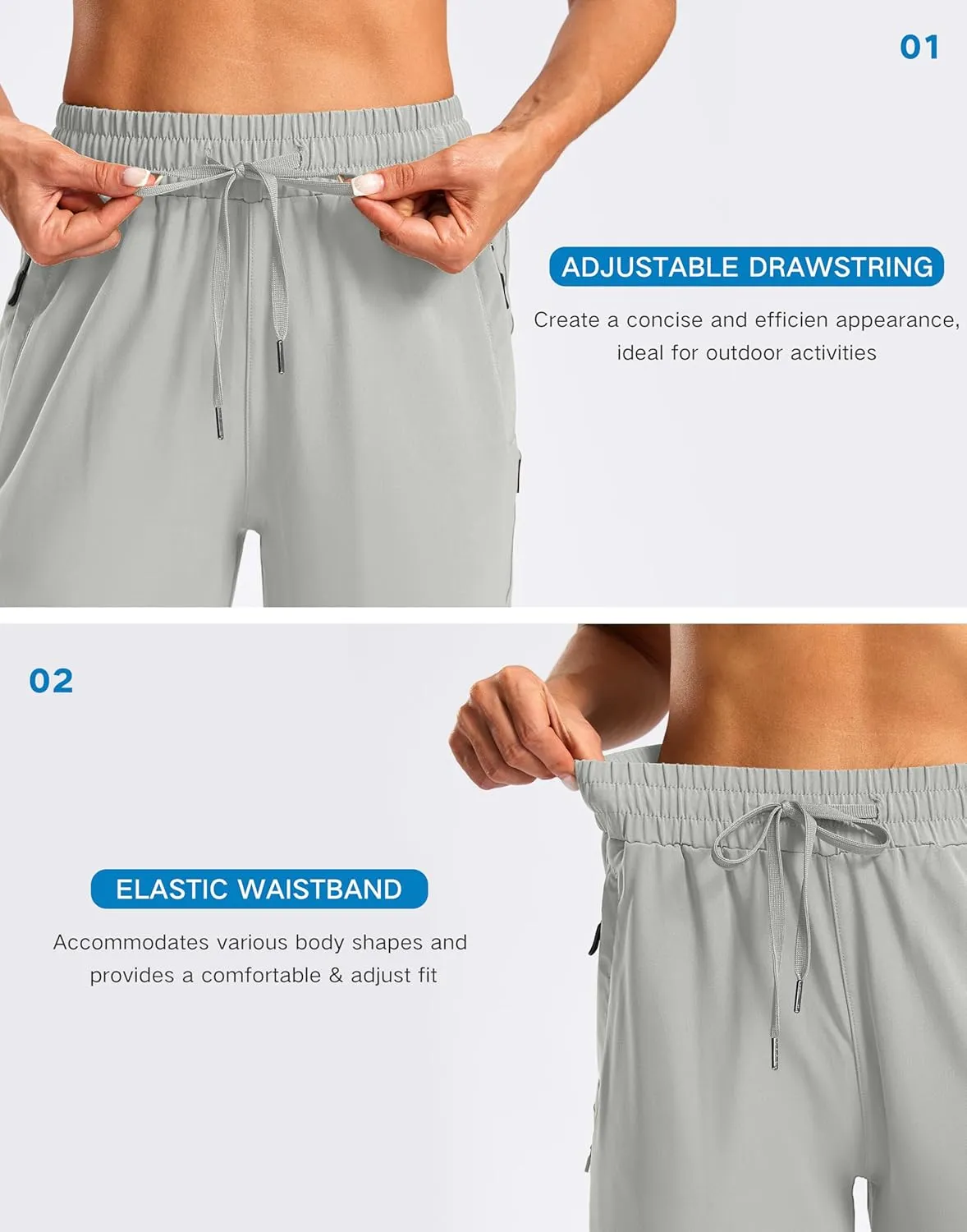 SANTINY Women's 15" Long Shorts with Pockets Below The Knee Length Hiking Cargo Capris Lightweight Quick Dry Bermuda Shorts