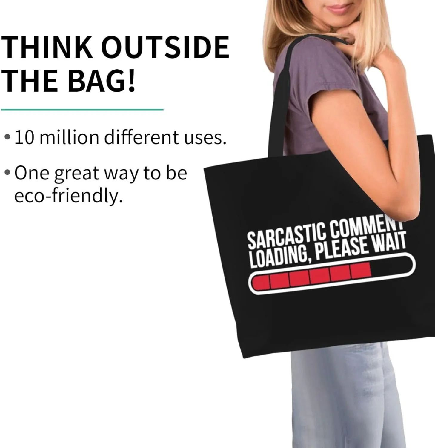 Sarcastic Comment Women'S Lightweight Canvas Handbag Waterproof Reusable Shopping Bag