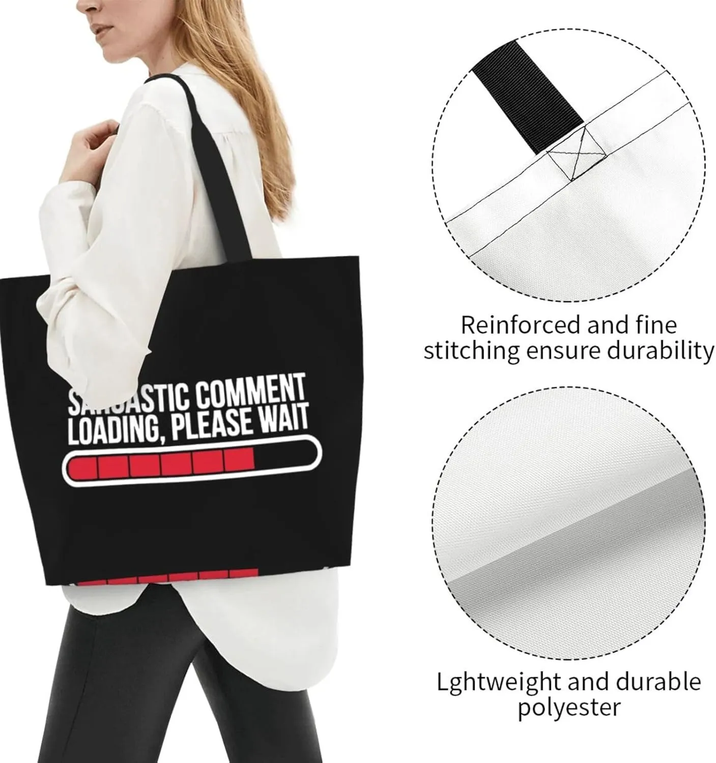 Sarcastic Comment Women'S Lightweight Canvas Handbag Waterproof Reusable Shopping Bag
