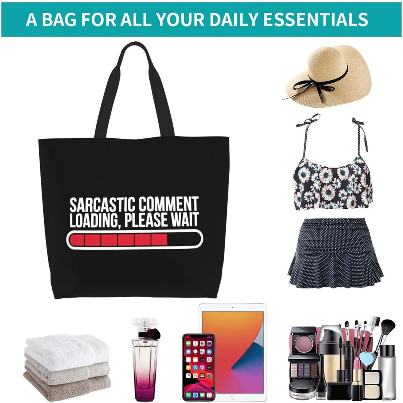 Sarcastic Comment Women'S Lightweight Canvas Handbag Waterproof Reusable Shopping Bag