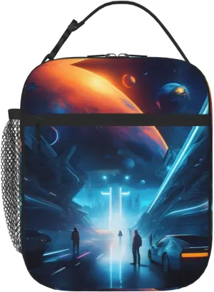 Science Fiction Future Unisex Portable Storage Bags, Reusable Cooler Bags for Work Office School Travel Lunch Bags, Cooler Tote Bags