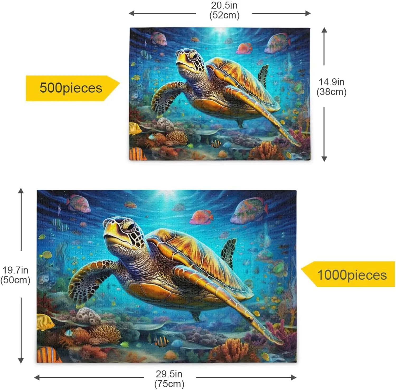 Sea Turtle Tropical Fish Jigsaw Puzzles 1000 Pieces Toy Games Educational Gift Home Decor for Adults Kids A110066