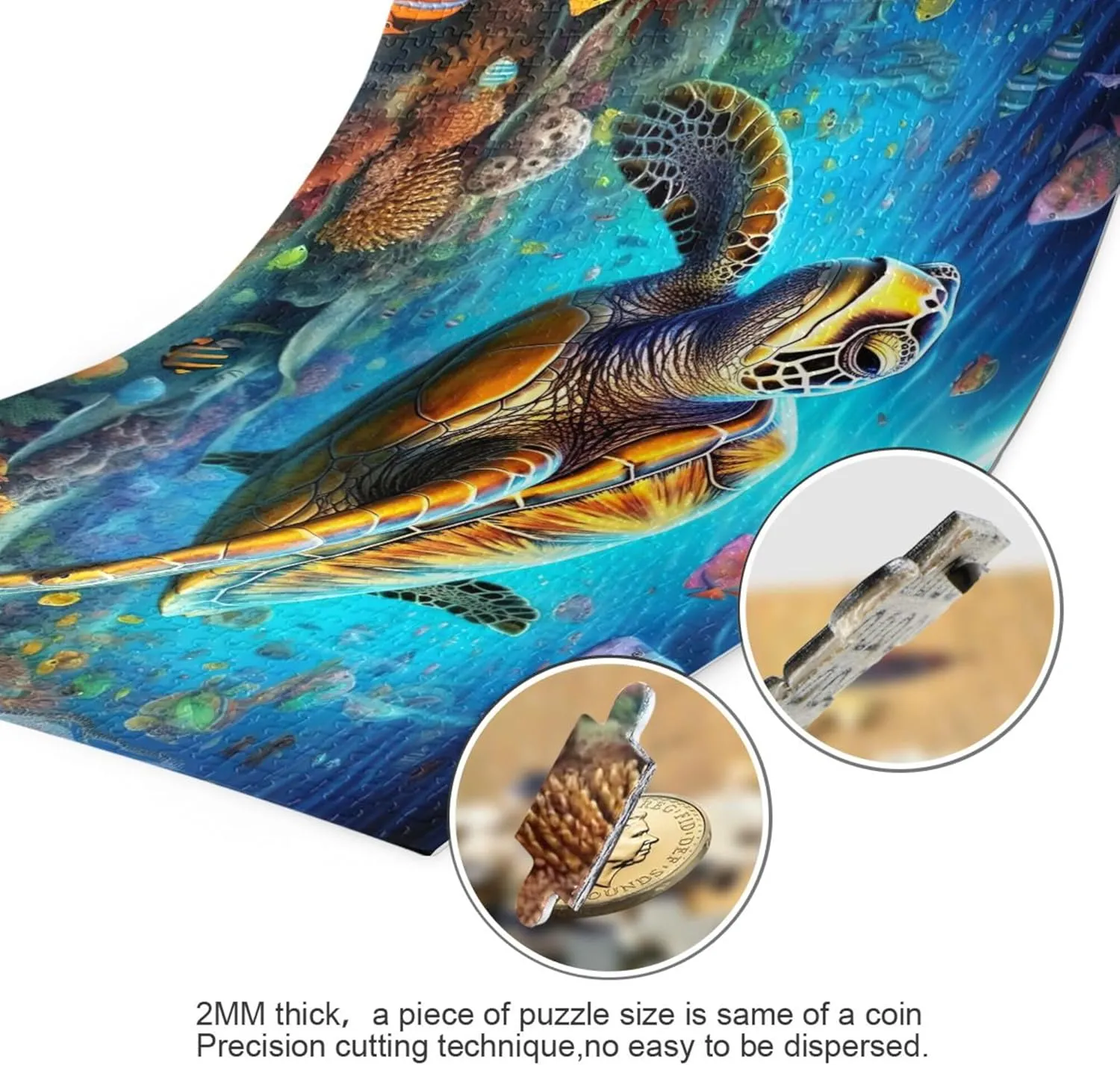Sea Turtle Tropical Fish Jigsaw Puzzles 1000 Pieces Toy Games Educational Gift Home Decor for Adults Kids A110066