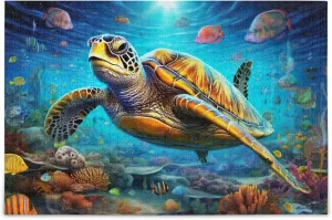 Sea Turtle Tropical Fish Jigsaw Puzzles 1000 Pieces Toy Games Educational Gift Home Decor for Adults Kids A110066