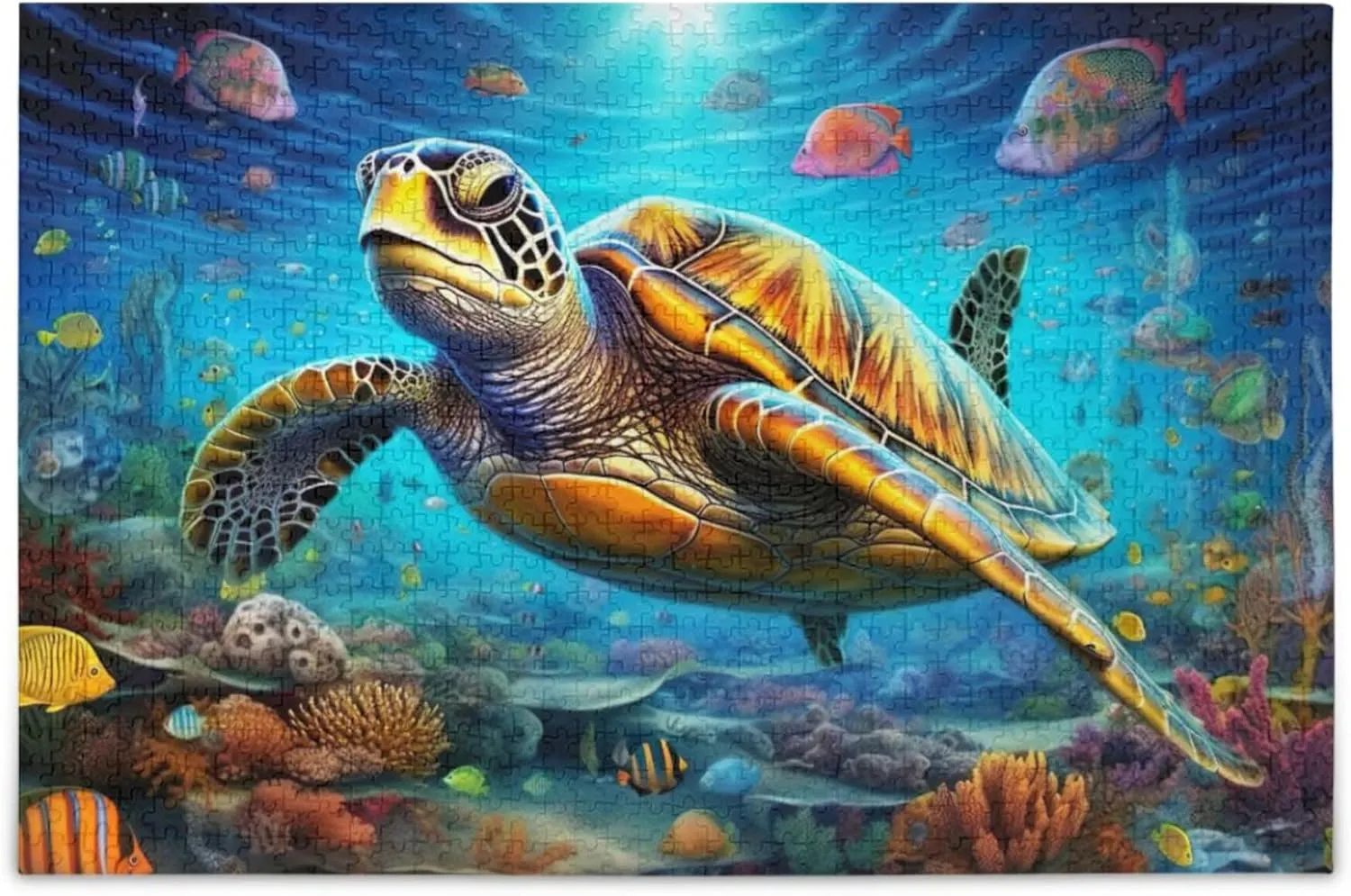 Sea Turtle Tropical Fish Jigsaw Puzzles 1000 Pieces Toy Games Educational Gift Home Decor for Adults Kids A110066