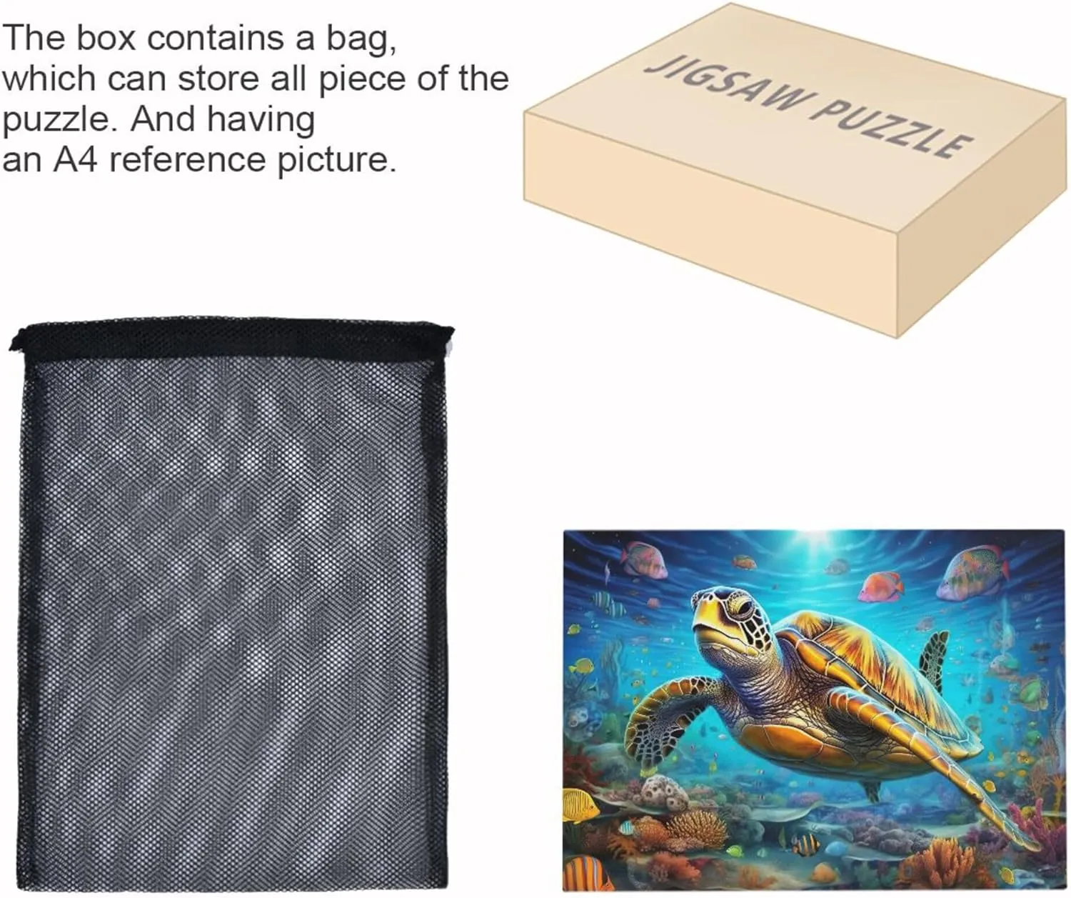 Sea Turtle Tropical Fish Jigsaw Puzzles 1000 Pieces Toy Games Educational Gift Home Decor for Adults Kids A110066