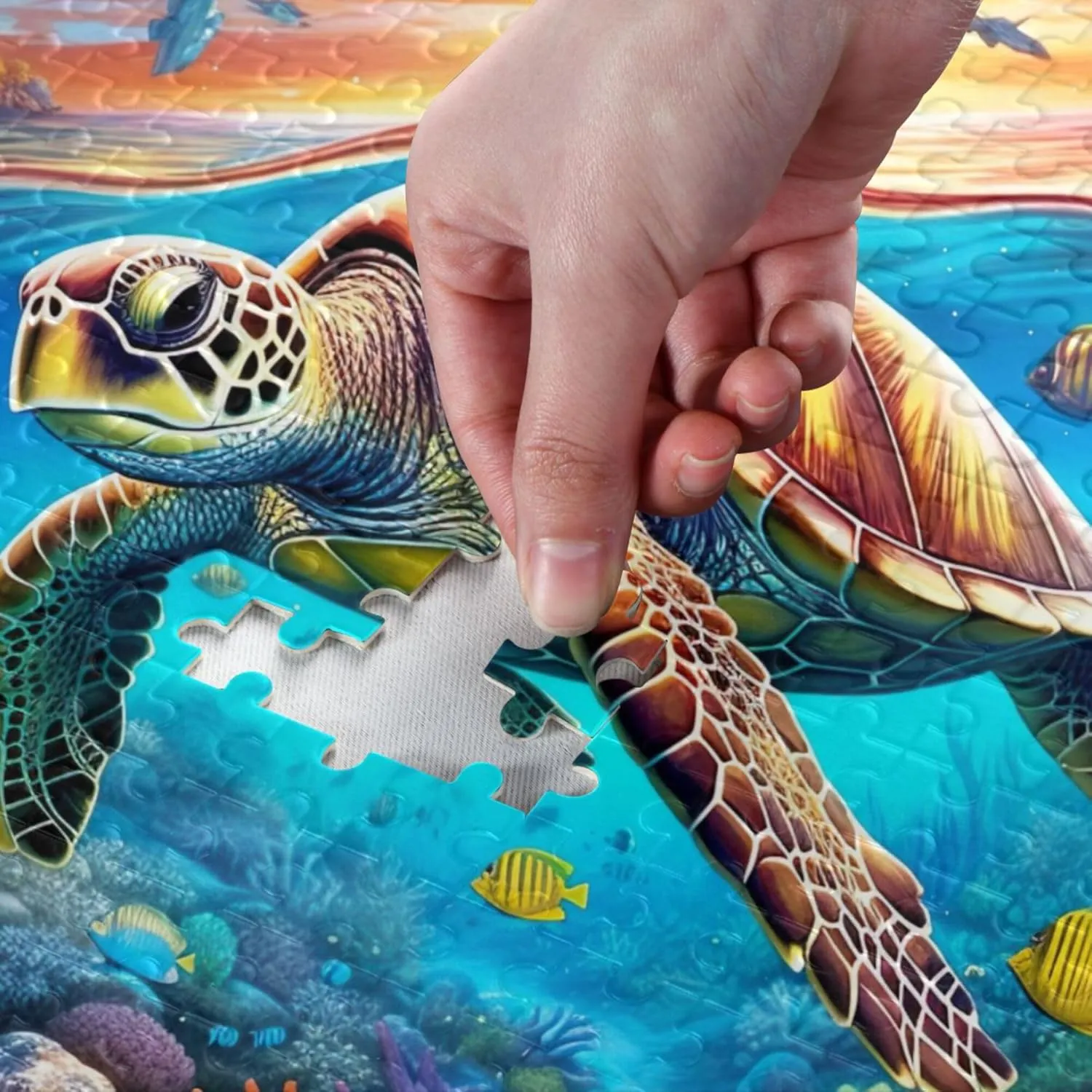 Sea Turtle Tropical Fish Jigsaw Puzzles 1000 Pieces Toy Games Educational Gift Home Decor for Adults Kids A110091