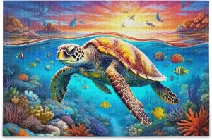 Sea Turtle Tropical Fish Jigsaw Puzzles 1000 Pieces Toy Games Educational Gift Home Decor for Adults Kids A110091