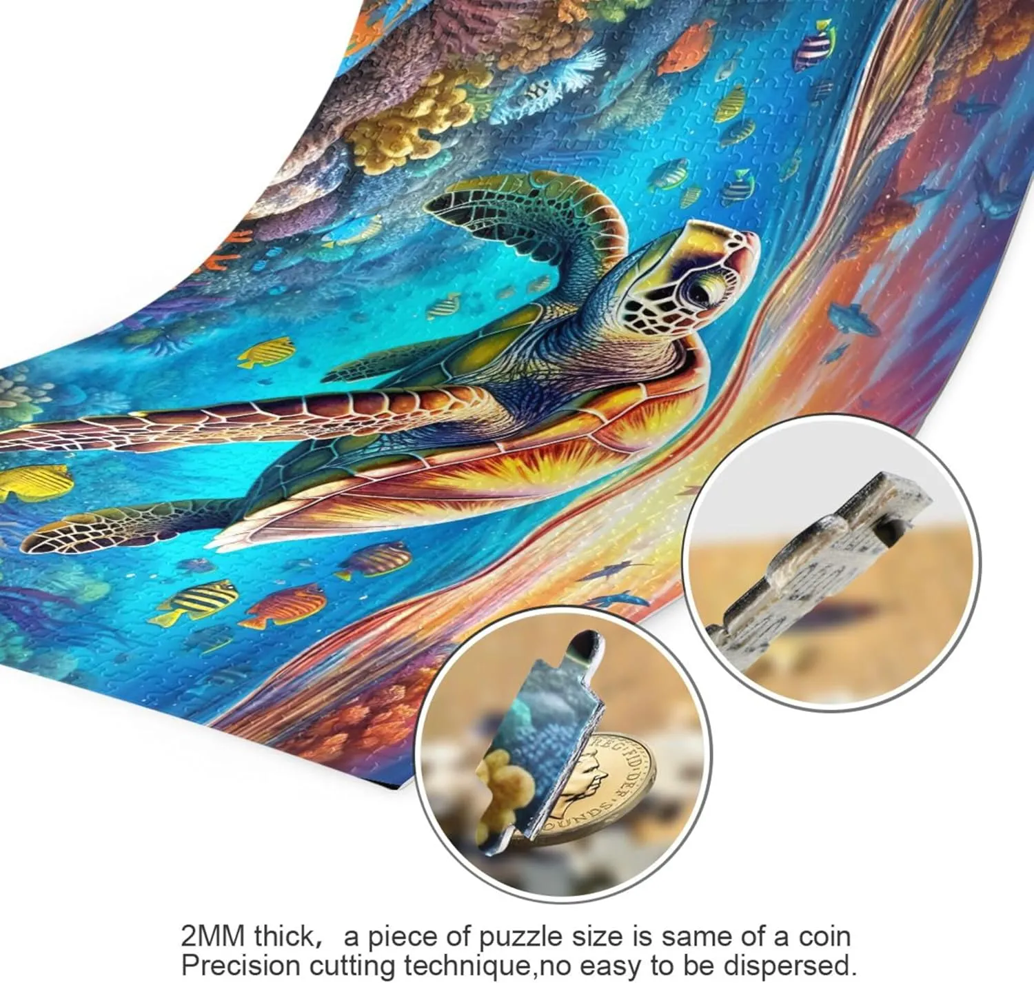 Sea Turtle Tropical Fish Jigsaw Puzzles 1000 Pieces Toy Games Educational Gift Home Decor for Adults Kids A110091
