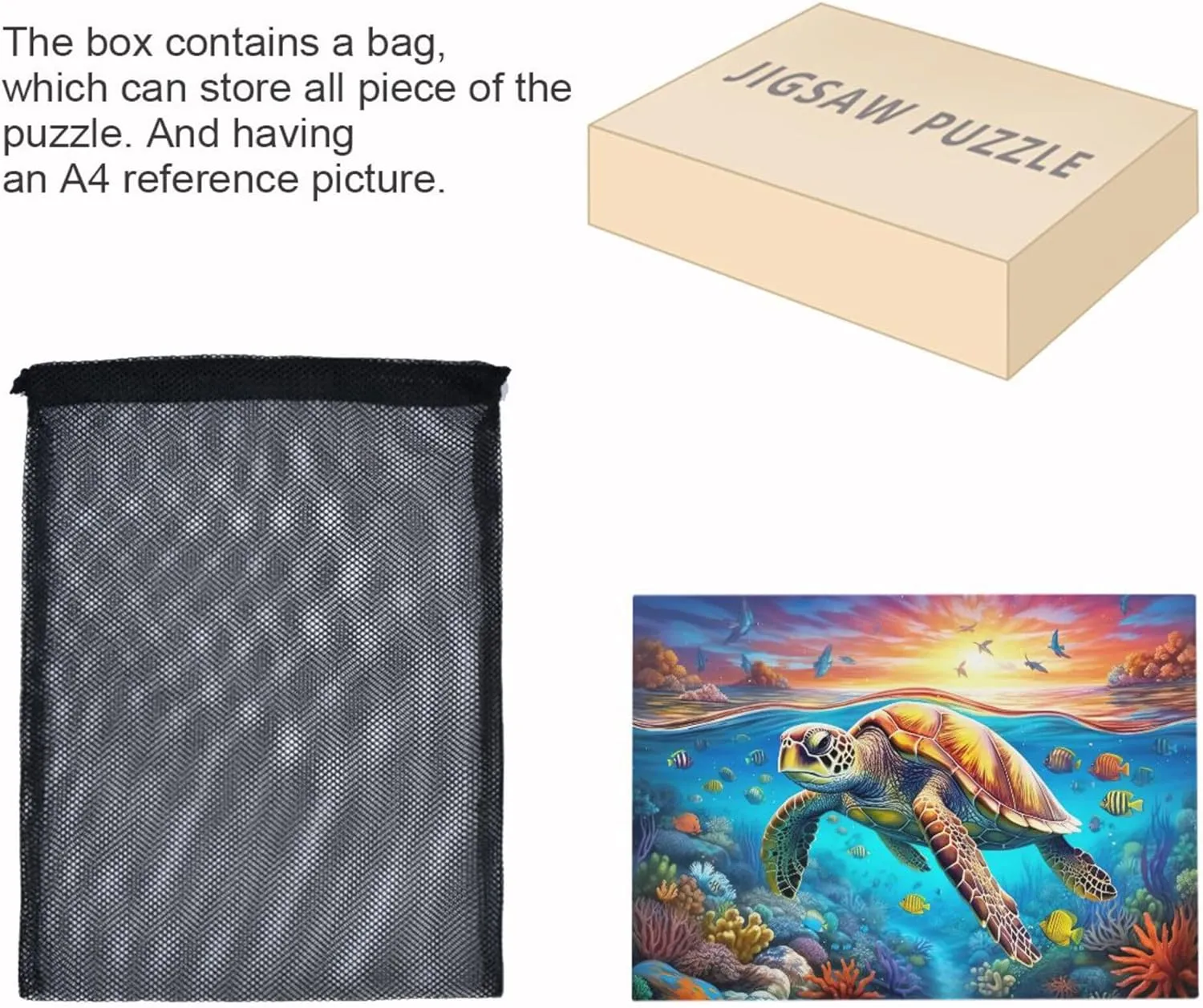 Sea Turtle Tropical Fish Jigsaw Puzzles 1000 Pieces Toy Games Educational Gift Home Decor for Adults Kids A110091
