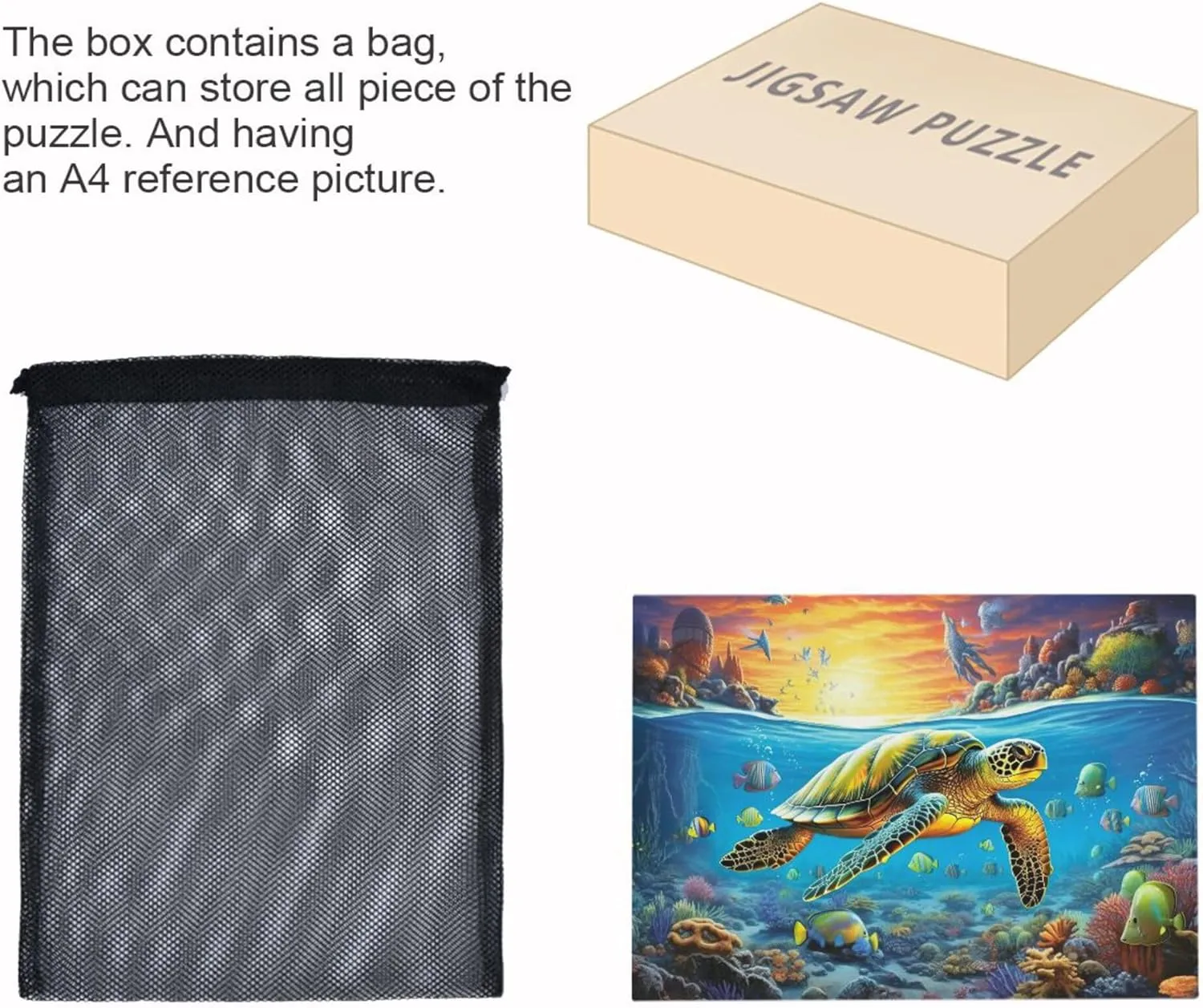 Sea Turtle Tropical Fish Jigsaw Puzzles 500 Pieces Toy Games Educational Gift Home Decor for Adults Kids A110067