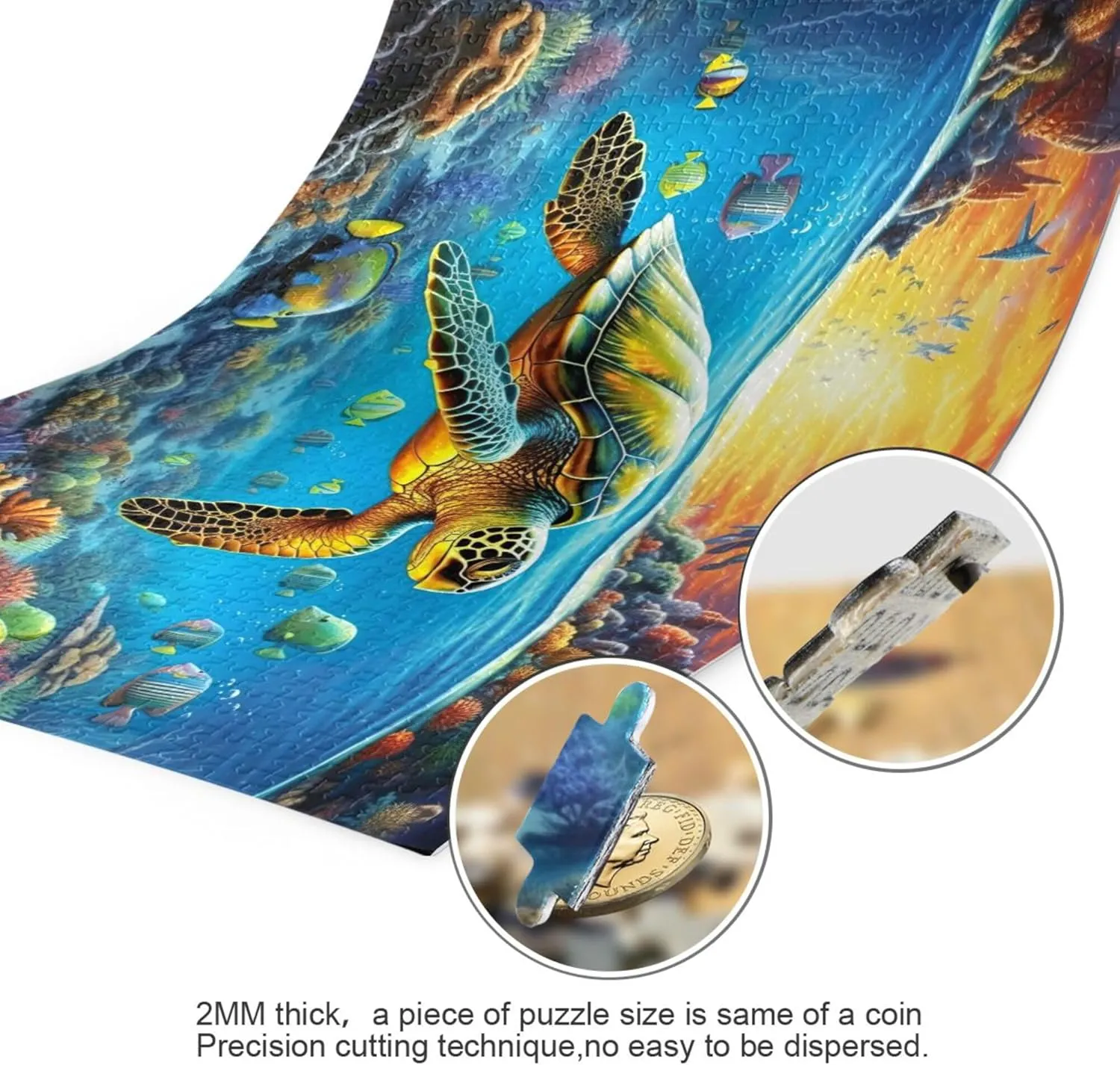 Sea Turtle Tropical Fish Jigsaw Puzzles 500 Pieces Toy Games Educational Gift Home Decor for Adults Kids A110067