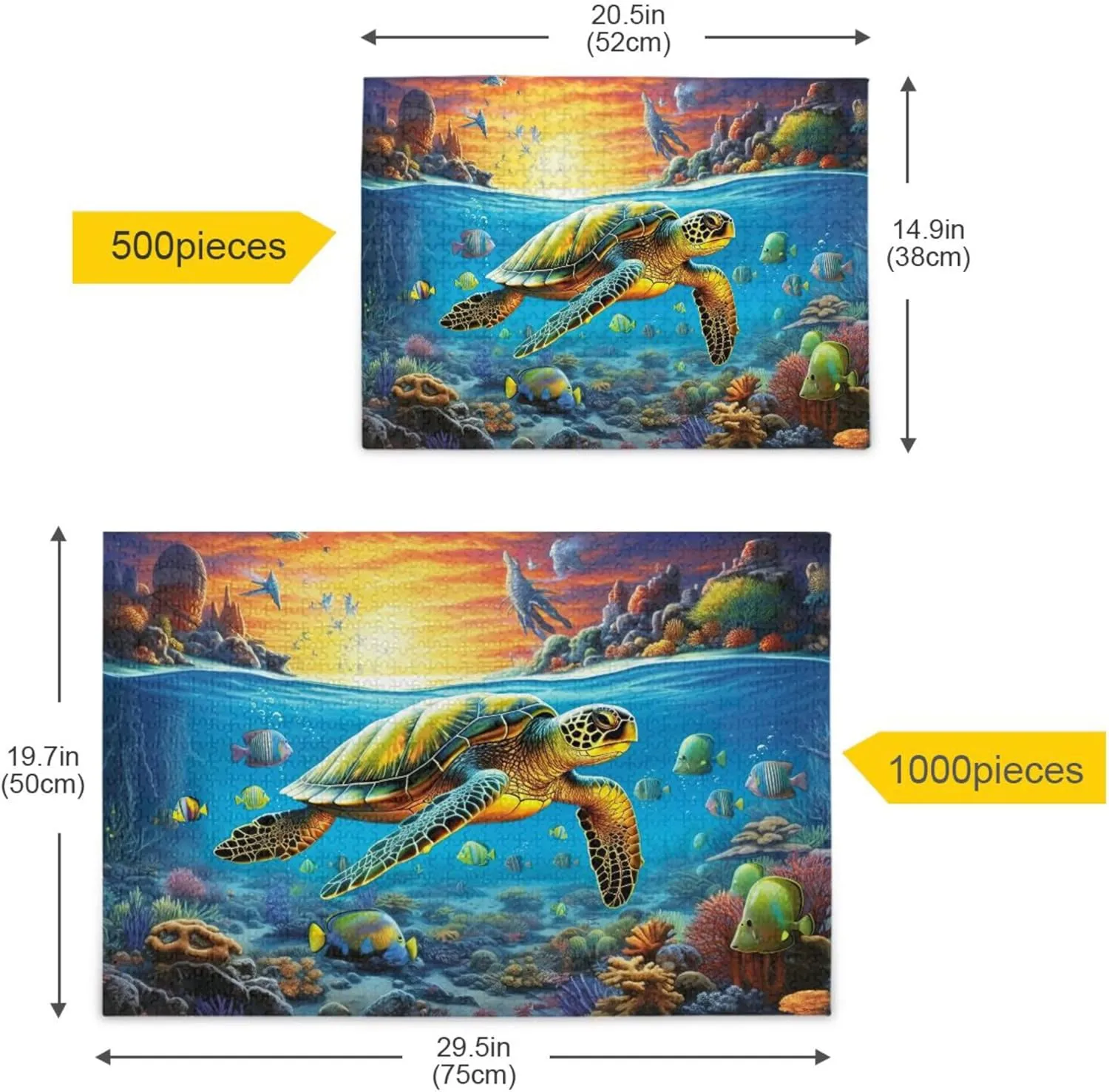 Sea Turtle Tropical Fish Jigsaw Puzzles 500 Pieces Toy Games Educational Gift Home Decor for Adults Kids A110067