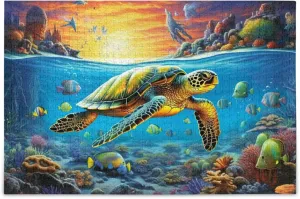 Sea Turtle Tropical Fish Jigsaw Puzzles 500 Pieces Toy Games Educational Gift Home Decor for Adults Kids A110067