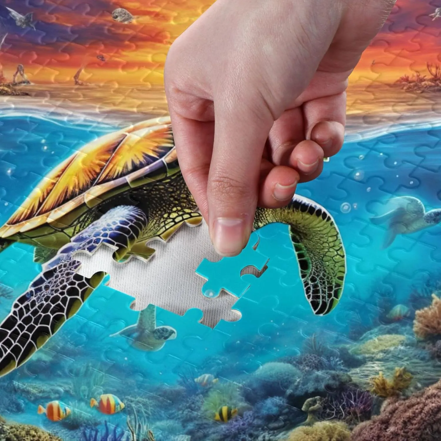 Sea Turtle Tropical Fish Jigsaw Puzzles 500 Pieces Toy Games Educational Gift Home Decor for Adults Kids A110072