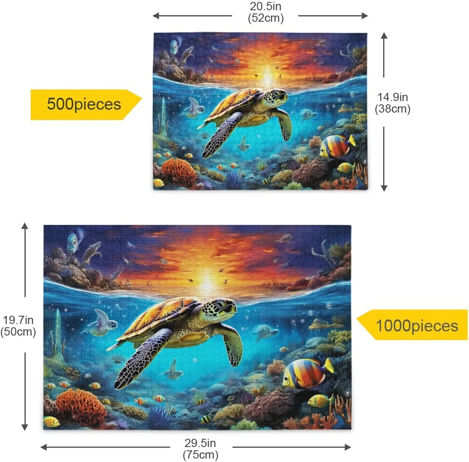 Sea Turtle Tropical Fish Jigsaw Puzzles 500 Pieces Toy Games Educational Gift Home Decor for Adults Kids A110072