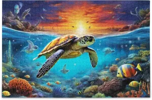 Sea Turtle Tropical Fish Jigsaw Puzzles 500 Pieces Toy Games Educational Gift Home Decor for Adults Kids A110072