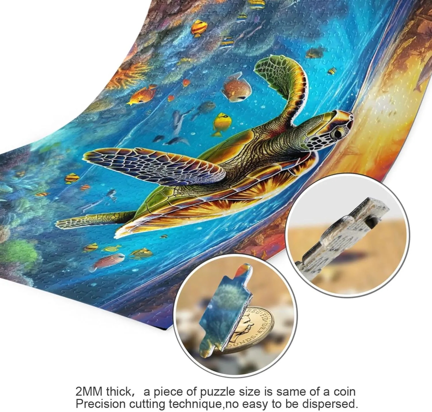 Sea Turtle Tropical Fish Jigsaw Puzzles 500 Pieces Toy Games Educational Gift Home Decor for Adults Kids A110088