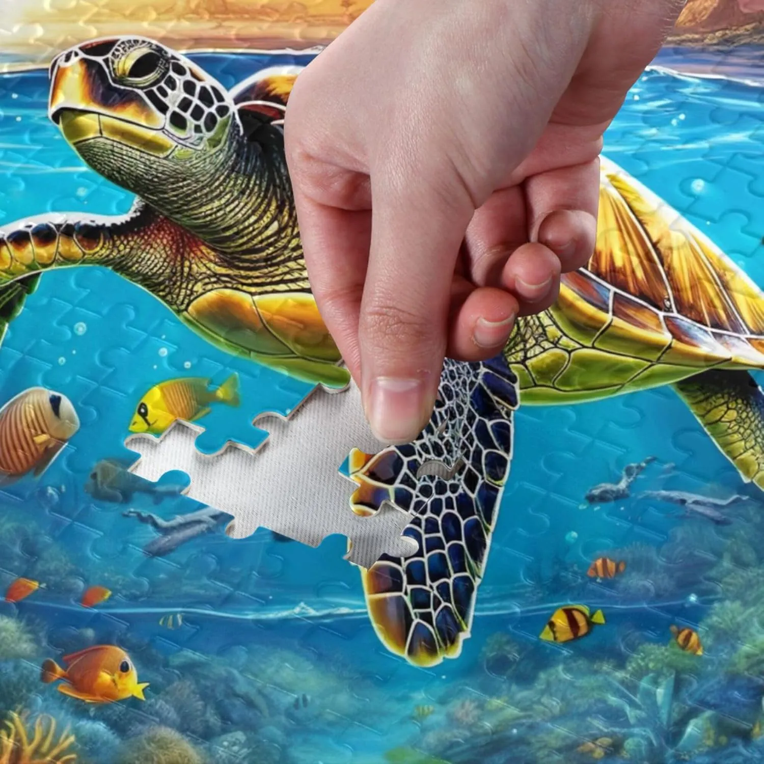 Sea Turtle Tropical Fish Jigsaw Puzzles 500 Pieces Toy Games Educational Gift Home Decor for Adults Kids A110088